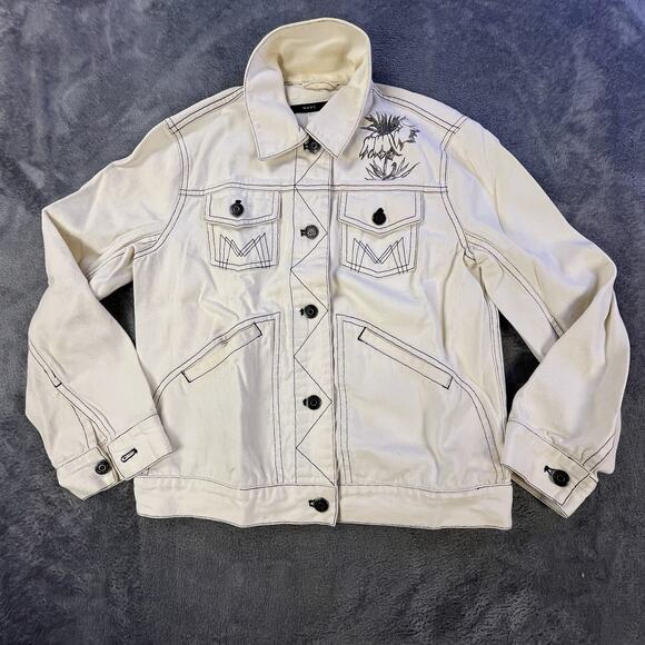 Marc Jacobs Denim Jacket Medium 2002 Archive Graphic Sketch Off White Y2K Jean - Picture 7 of 16